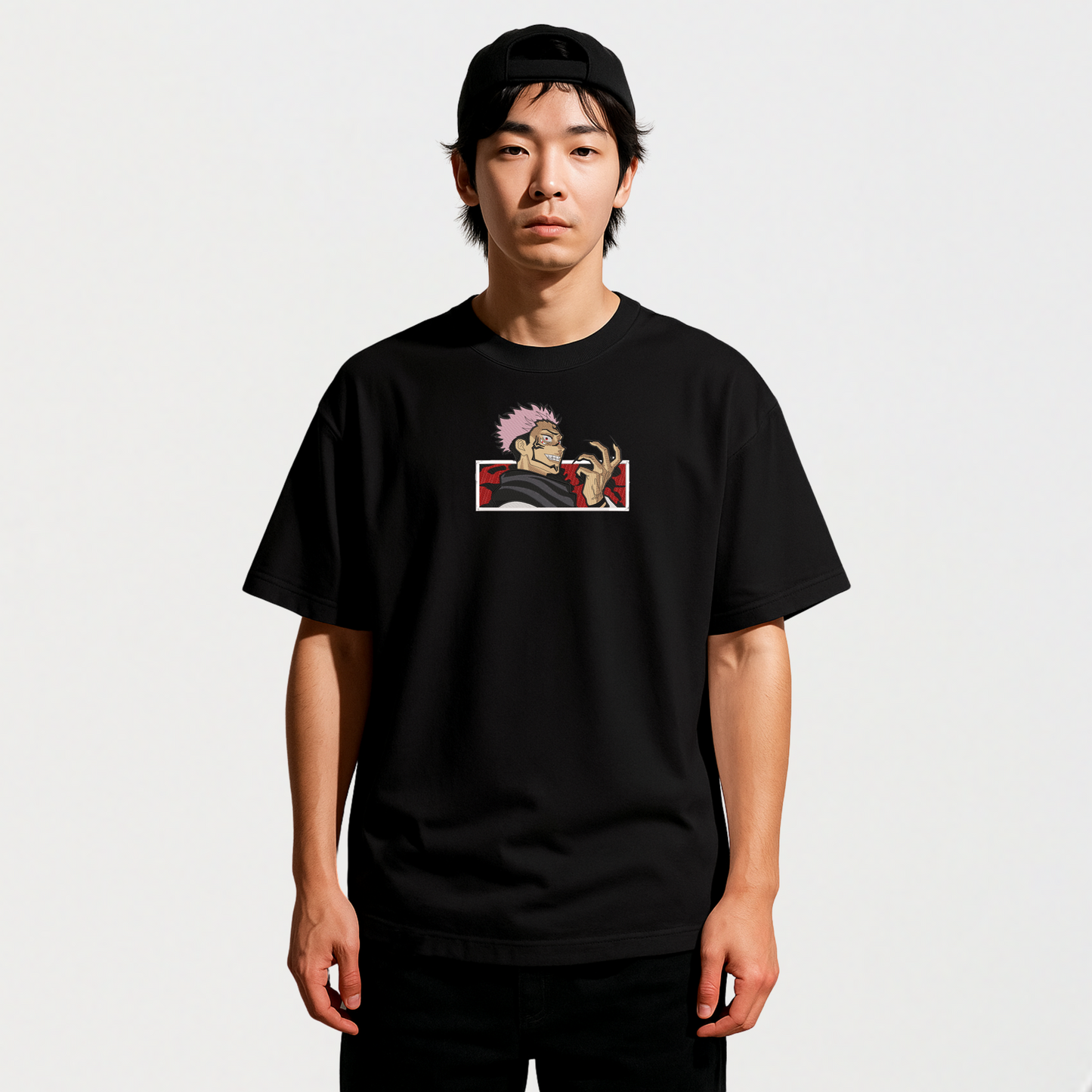LAUGHING SUKUNA EMBROIDERED T-SHIRT