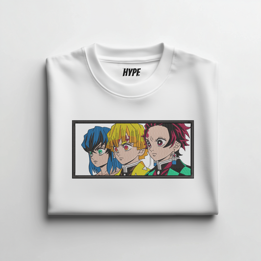 TANJIROxZENITSUxINOSUKE EMBROIDERED T-SHIRT